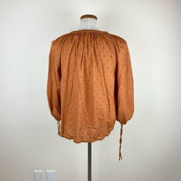 Sundance Peasant Style Tie-Front Blouse - Burnt Orange - Picture 6 of 7